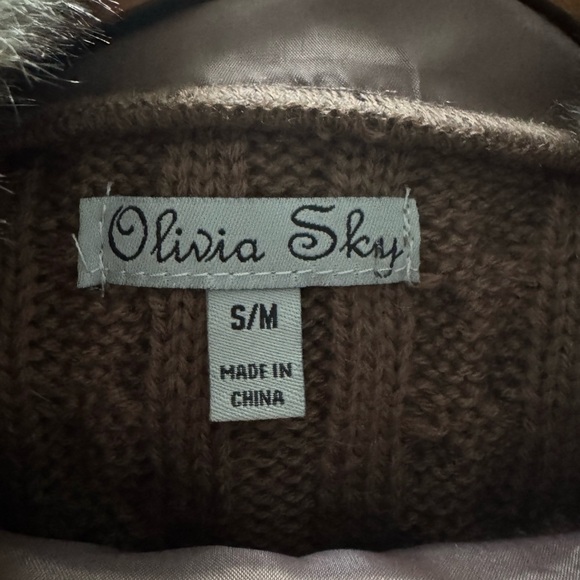 Olivia Sky Brown Cable Knit Sweater with Faux Fur Collar S/M - Picture 5 of 6